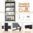 thumbnail image 5 of 72" H Metal Bookshelf,Sturdy Bookcase,5-Tier Adjustable Book Shelf with Storage for Bedrooms,Living Rooms and Home Offices,Black, 5 of 15