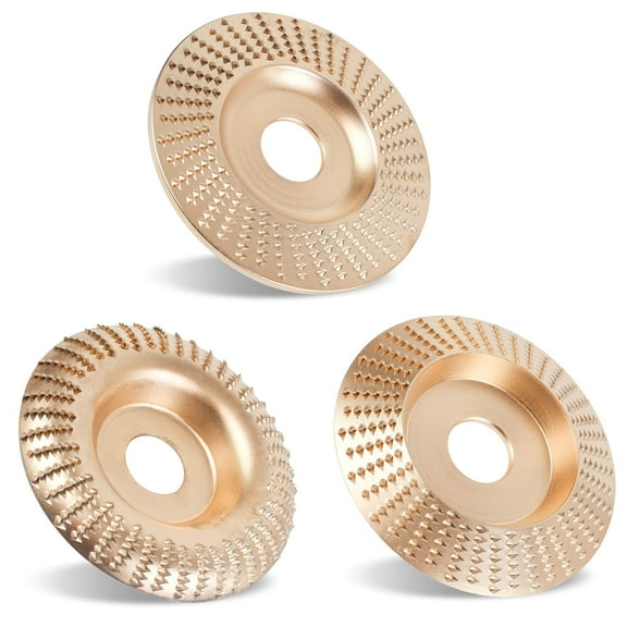 Set of 3 Wood Carving Disc for 4" or 4 1/2" Angle Grinder with 5/8" Arbor, Grinding Wheel Shaping Disc for Wood Cutting, Grinding Shaping Sculpting Disc for Wood