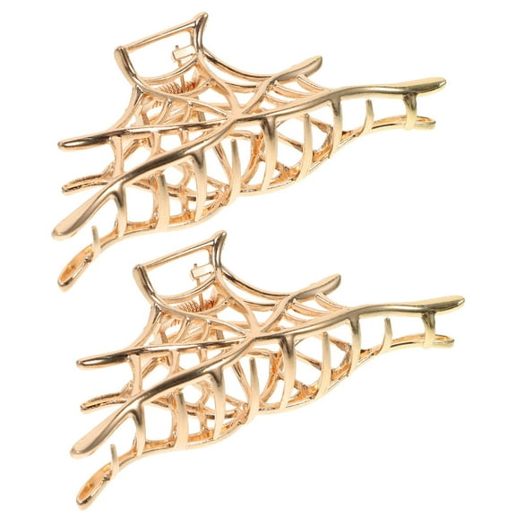 PBPBOX 2Pcs Golden Decorative Metal Hair Jaw Clips Spiderweb Design Durable Hair Claw Clips