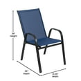 thumbnail image 6 of Flash Furniture 7 Piece Outdoor Patio Dining Set - 55" Tempered Glass Patio Table with Umbrella Hole, 6 Navy Flex Comfort Stack Chairs, 6 of 12