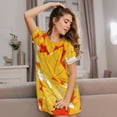 thumbnail image 3 of Easygdp Autumn Maple Leaves Camisón de manga corta para mujer, informal, estampado, 3 of 6