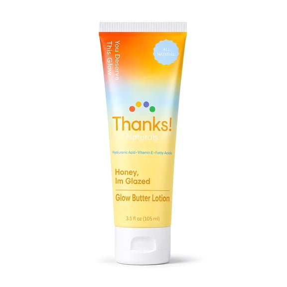 Thanks! Naturals Glow Butter Body Lotion, Honey I'm Glazed, Vitamin E & Hyaluronic Acid, 3.5 OZ