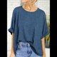 thumbnail image 4 of Camiseta Holgada Informal de Verano de Corta para Mujer. Azul Profundo XXL, 4 of 8