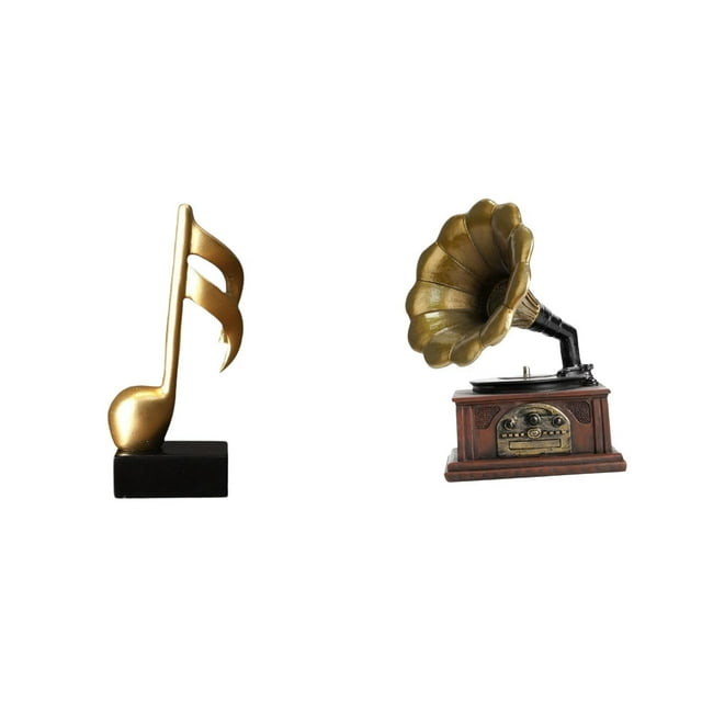 Figura De Nota Musical De Resina Creativa, Adorno De Mesa Vintage, Escultura Coleccionable, Centro De Mesa Retro Para Inauguración De La Casa, Regalo De Cumpleaños O San Valentín.