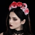 thumbnail image 4 of Spooky Halloween Headband, Spooky Halloween Decor, Halloween Party Decor, Floral Party Decor, Red Rose Skeleton Themed Party Accessory, 8 Inch, 1 Pack, 4 of 4