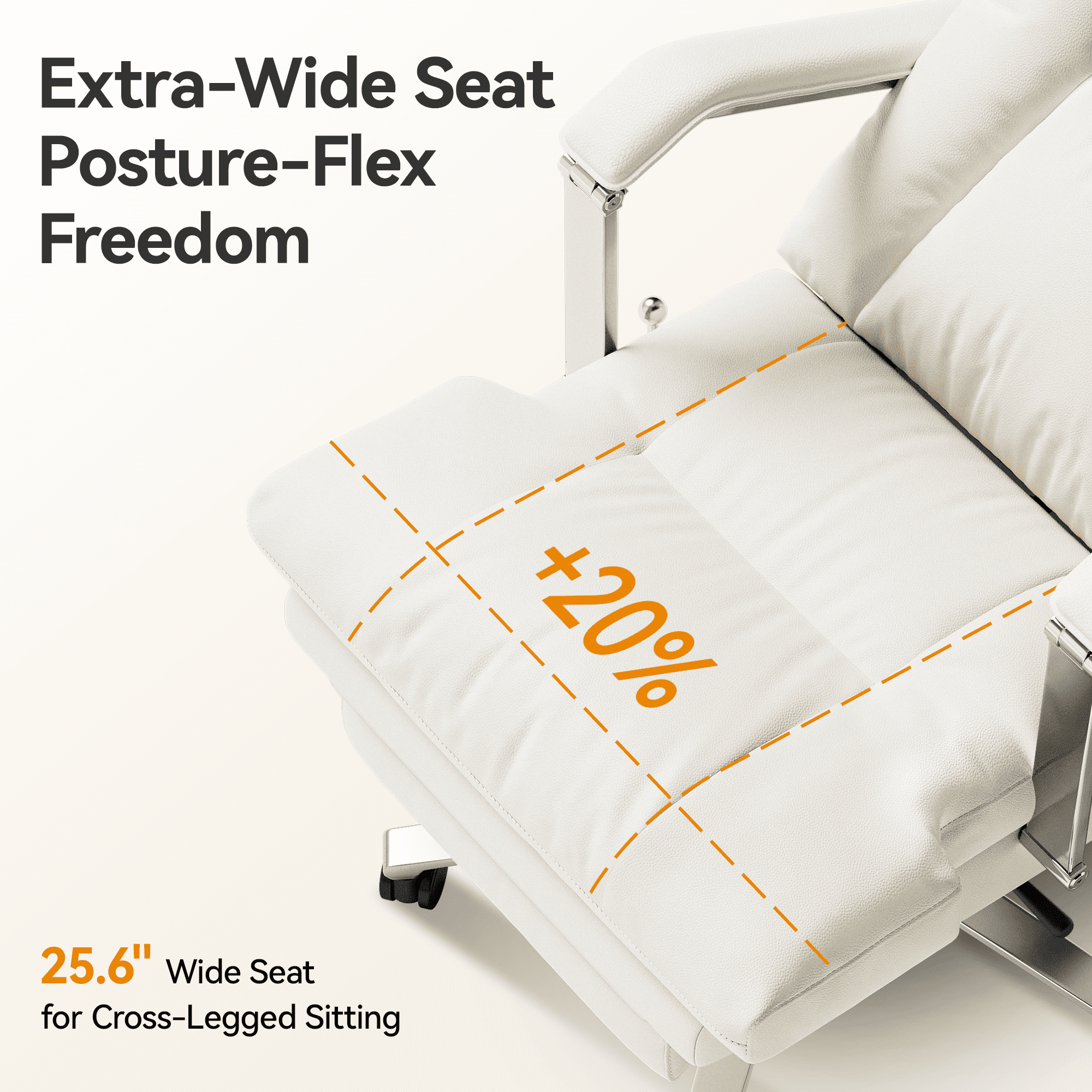 OKUP Executive Reclining Office Chair with Footrest, Microfiber Leather 160° Recline, Cream, Big and Tall 420lbs