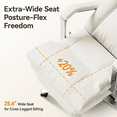 thumbnail image 5 of OKUP Executive Reclining Office Chair with Footrest, Microfiber Leather 160° Recline, Cream, Big and Tall 420lbs, 5 of 14