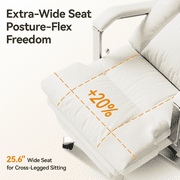 OKUP Executive Reclining Office Chair with Footrest, Microfiber Leather 160° Recline, Cream, Big and Tall 420lbs