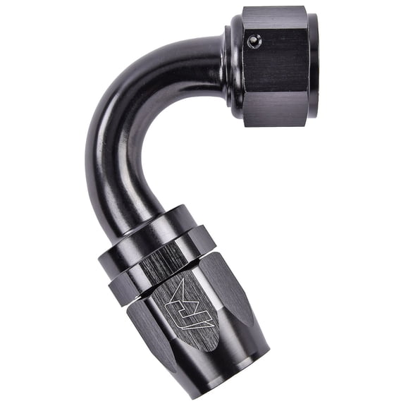 JEGS AN 120-Degree Max Flow Swivel Hose End [-16 AN Female to -16 AN Hose, Black]