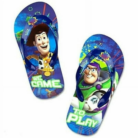 Disney Toy Story Woody Buzz Flip Flops Sandals Shoes Boy Size 11/12
