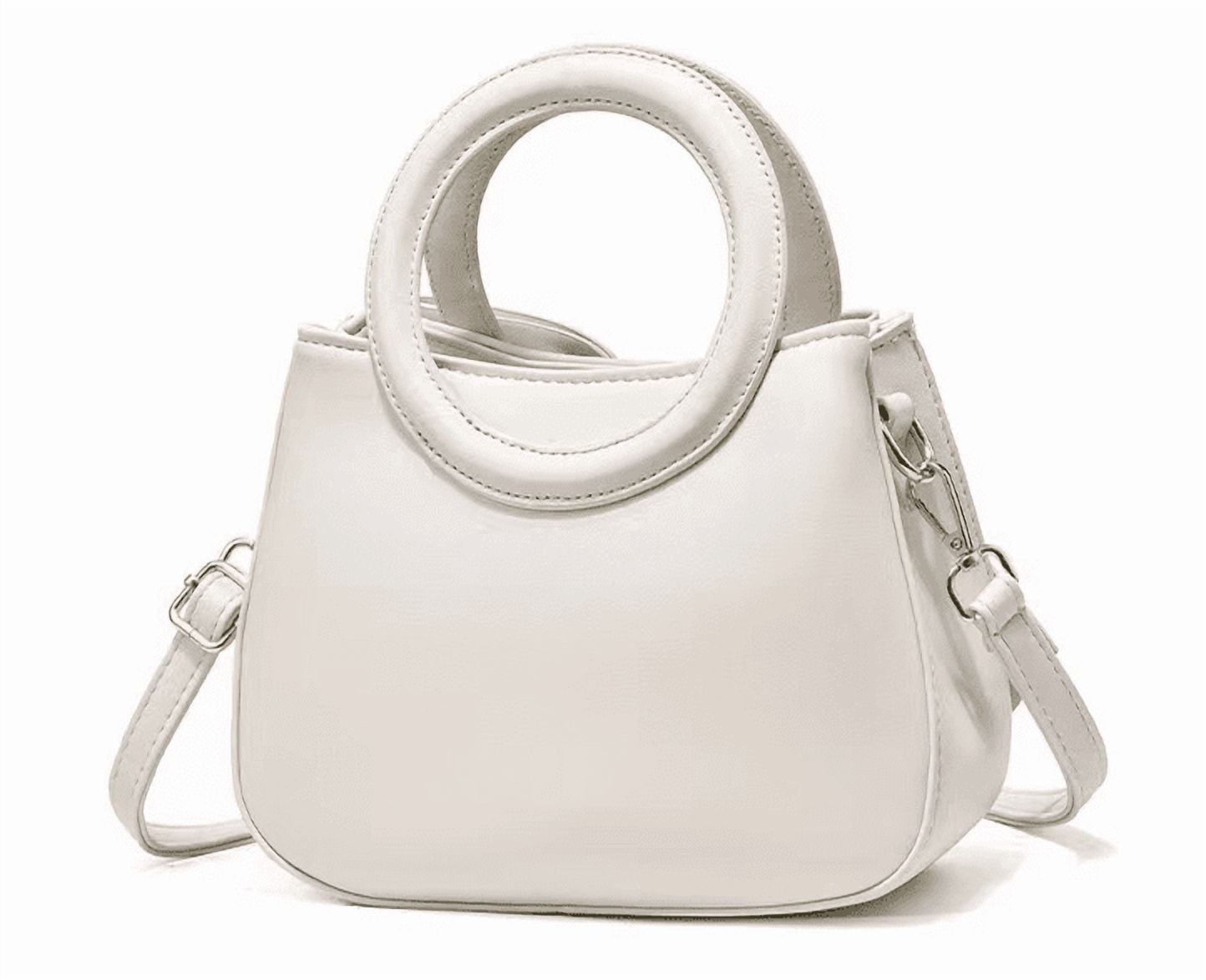 PORT&LOTUS Small Compact Leather Crossbody Bag for Women Sweet Style Handbag for Women with Shoulder Strap Women's Top-handle Handbags with Large Bow Decoration