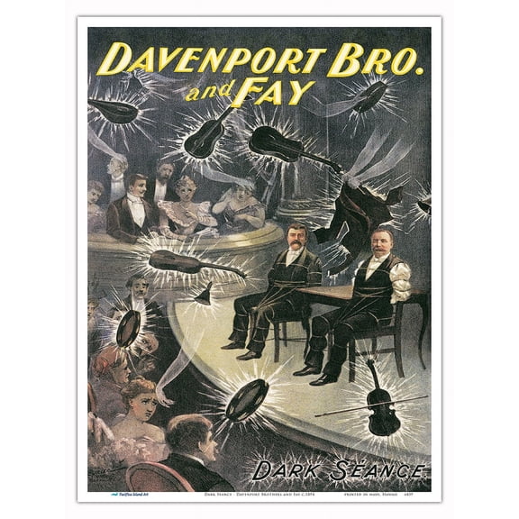 Dark Seance - Davenport Brothers and Fay - Vintage Magic Poster c.1894 - Master Art Print (Unframed) 9in x 12in