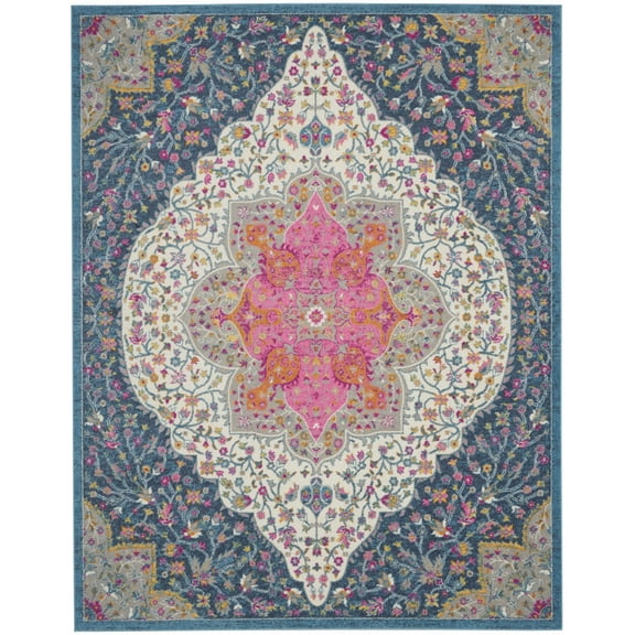 4â€™ x 6â€™ Blue and Pink Medallion Area Rug