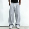 thumbnail image 4 of CIENVNSTG Breathable Baggy Sweatpants Wide Leg Lightweight Drawstring Lounge Joggers with Pockets for Mens Everyday Dressing And Relaxed Daily Outfits Light Gray S, 4 of 4