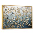 thumbnail image 2 of Designart "Minimalistic Blue And Gold Botanical Harmony" Wreath Floater Framed Wall Art Living Room, 2 of 5