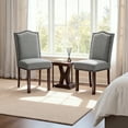 thumbnail image 6 of AFO Dining Chairs Set of 2, Upholstered Parsons Kitchen Chairs with Nailhead Trim and Wood Legs, Grey, 6 of 6