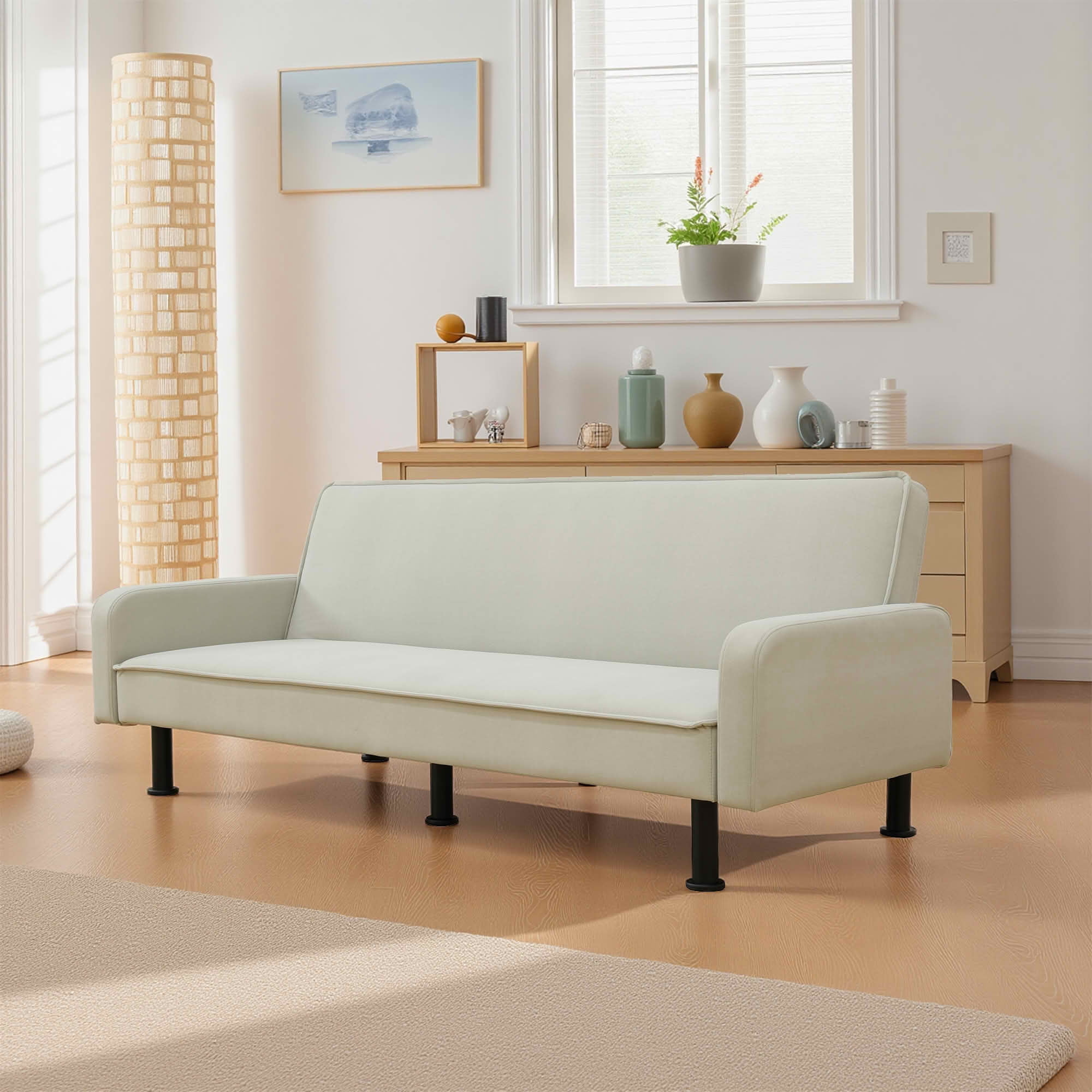 MAYEERTY 77.5in Light Gray Calico Loveseat, 1-Piece Modern Upholstered Sofa Couch, Calico Fabric Living Room Furniture for Home Apartment Bedroom