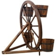 thumbnail image 5 of Wood Wagon Wheel Barrel Planter,Wagon Wheel Barrel Planter Display Garden Planter for Flowers Herbs Vegetables for Indoor & Outdoor Décor,Wooden Flower Cart for Patio Garden Balcony Decoration., 5 of 20