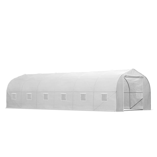 Outsunny 26' x 10' x 7' Large Steeple Walk-in Greenhouse Outdoor Garden Plant Seed Tunnel Grow Tent Steel Frame, White