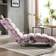 thumbnail image 4 of paproos Massage Chaise Lounge, Indoor Ergonomic Electric Massage Long Lounger with Remote Control, Modern Linen Upholstered Recliner Chair Sleeper Chair for Living Room Bedroom Office, Pink Flower, 4 of 13