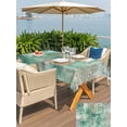 thumbnail image 5 of Outdoor Tablecloth with Umbrella Hole for Patio/Picnic/Party/Camping, Teal Blue Boho Waterproof Table Cloth Rectangle Table Cover Washable, Vintage Ethnic Tribe Abstract Art (60"x 84"), 5 of 8