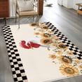 thumbnail image 2 of Farmhouse Area Rugs 3x5 ft Vintage Farm Chicken Sunflowers Black Plaid Beige Washable Rug Non Slip Indoor Carpet Absorbent Floor Mat for Living Room Bedroom Dining Room, 2 of 9