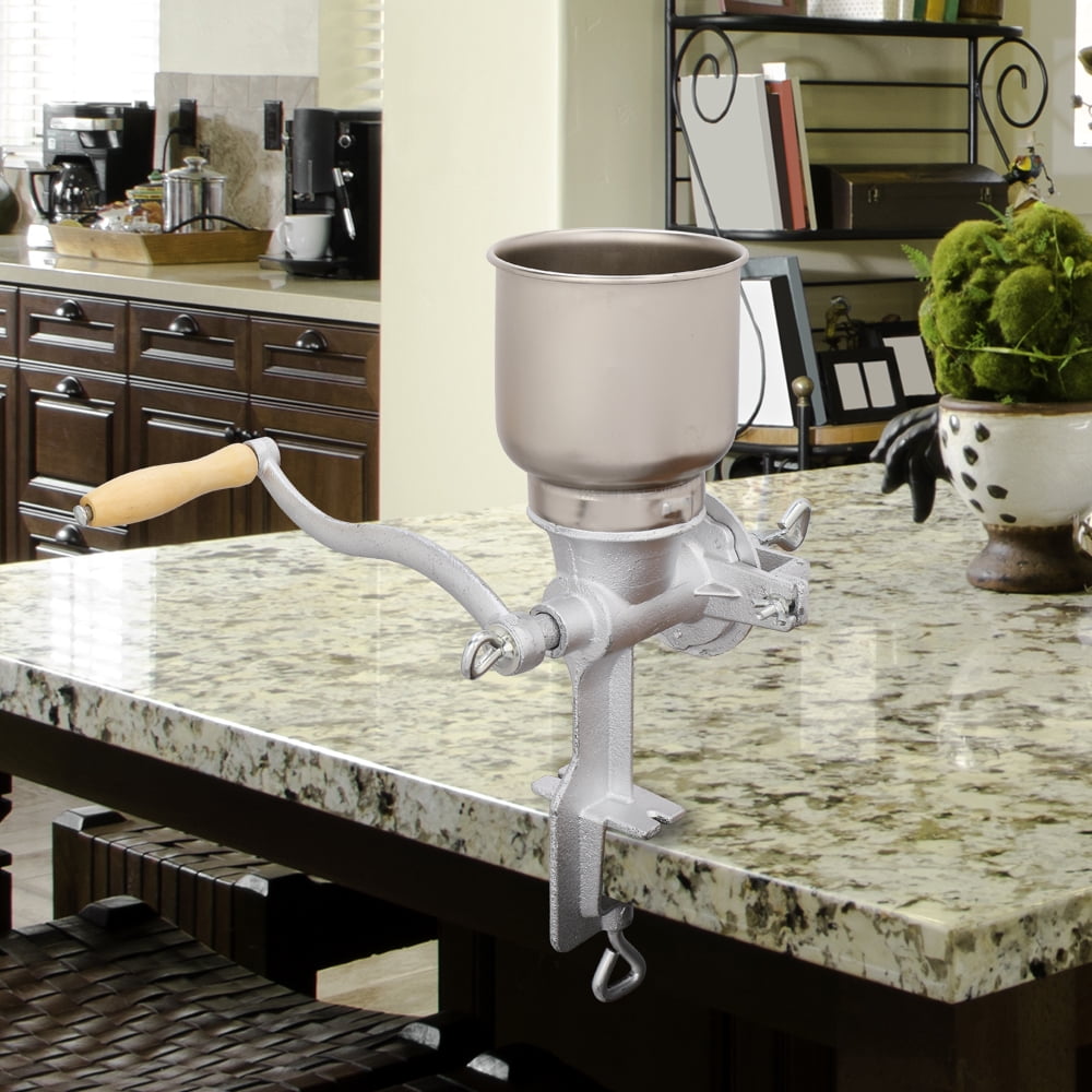 Hand Cranking Operation Grain Grinder, Silver