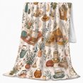 thumbnail image 2 of Autumn Camping Bell Tent Picnic, Rustic Camping Scene, Warm Flannel Blanket for Cabin with Detailed Artwork, Outdoor Lovers Thanksgiving Gift, Rustic Home Decor, 2 of 9