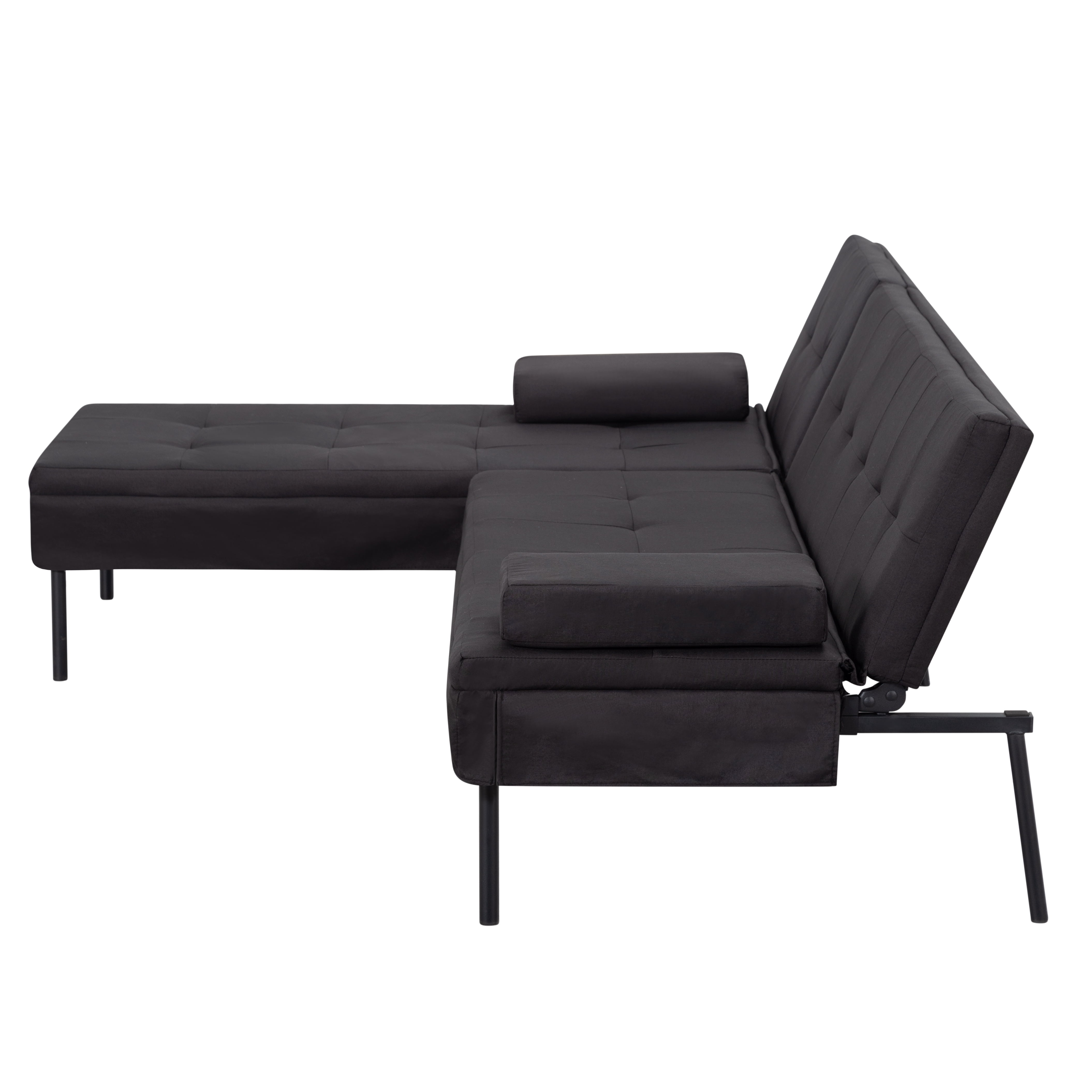 Gewnee 78.7'Convertible Sofa Couch,L-Shaped 3-Seat Sofa with Reversible Chair,5-level Adjustment Sectional Sofa,Suitable for Apartments and Living Rooms.Black