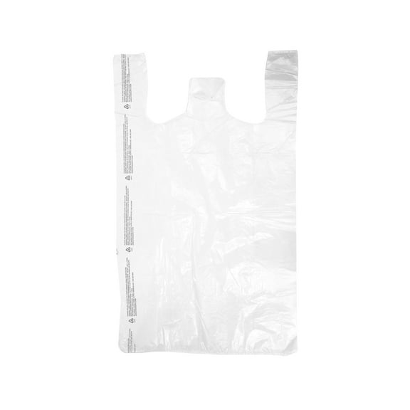 SSWBasics White Plastic T-Shirt Bags with Handles - Case of 1000 (11 ½” x 6" x 21")