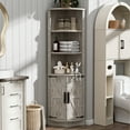thumbnail image 7 of HARIPUL Corner Cabinet, 5-Tier Farmhouse Corner Storage Cabinet w/ Doors, 63”Tall Corner Cabinet for Small Space, Wooden Corner Cabinet Organizer for Bathroom, Kitchen, Living Room, Gray, 7 of 7