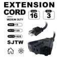 thumbnail image 2 of Cable de extensión para exteriores EP de 25 pies con 3 tomas de corriente 16/3 SJTW, 2 of 7