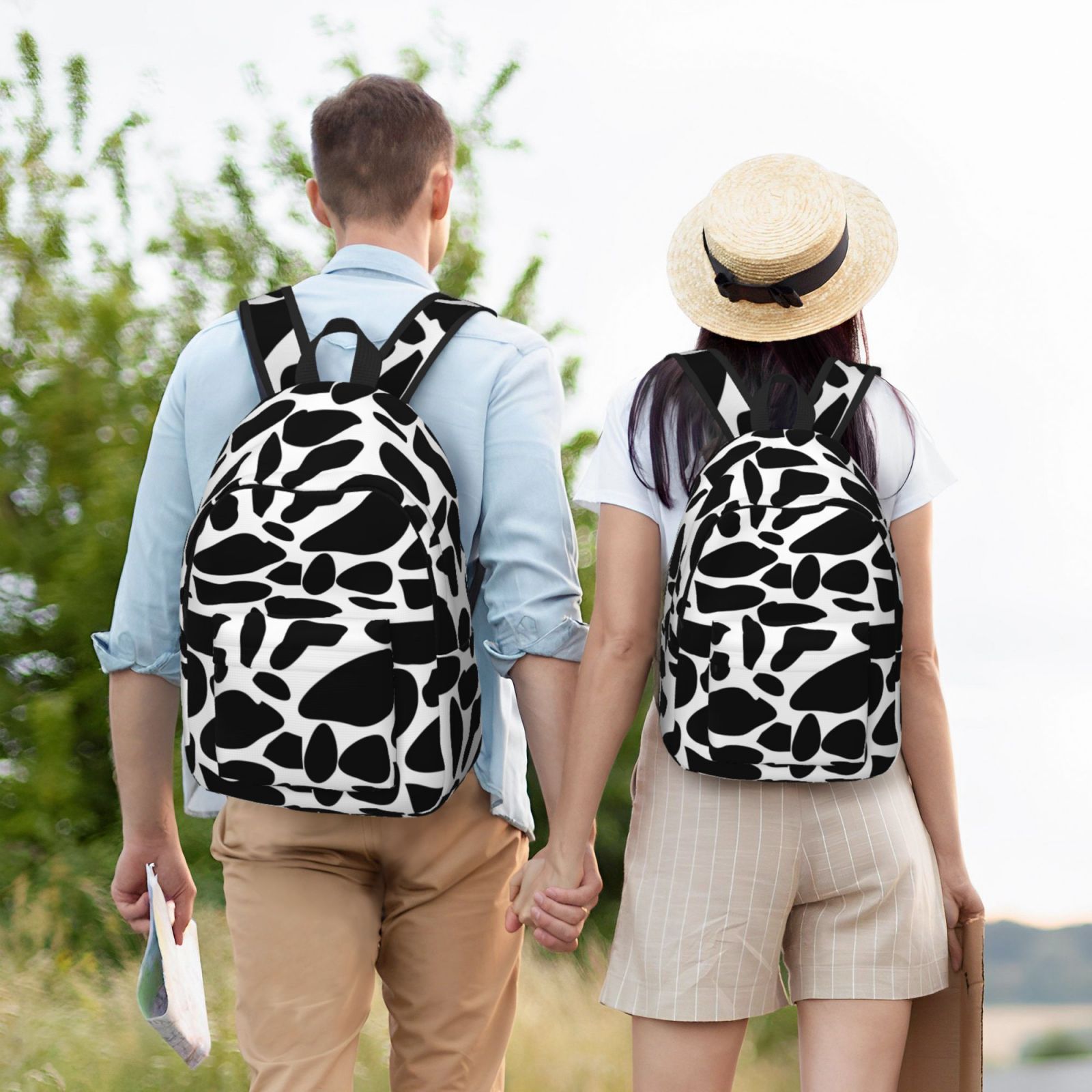 Travel Laptop Backpack - Cow Print Lightweight Canvas Backpack, Wear Resistant Computer Backpack Bag Fit {sizeName} Laptop for Men Women with Adjustable Padded Shoulder Straps