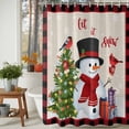 thumbnail image 3 of Christmas Snowman Shower Curtains for Bathroom, Winter Snowman Pine Tree Bird Linen Red Plaid Waterproof Fabric Shower Curtain for Bathroom Bathtub Decoration, Machine Washable, 36"x72", 3 of 9