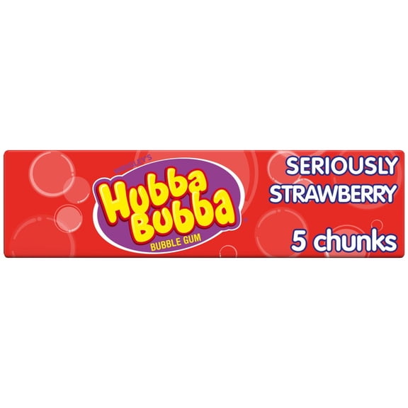 Hubba Bubba Seriously Strawberry Flavour Bubble Gum 5 Chunky Chews 7g (pack of 20)