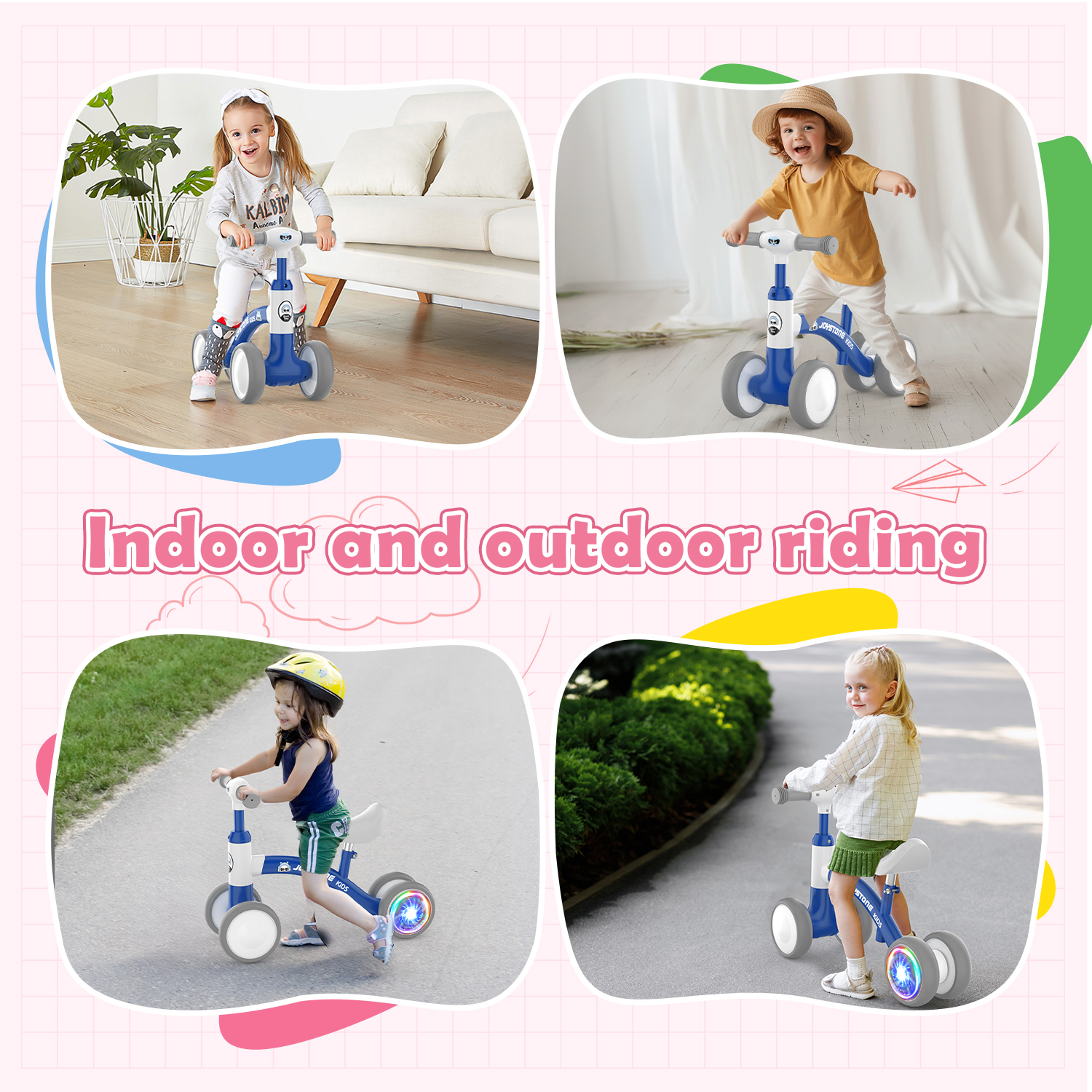 JoyStone Colorful Lighting Baby Balance Bike, Blue photo 3