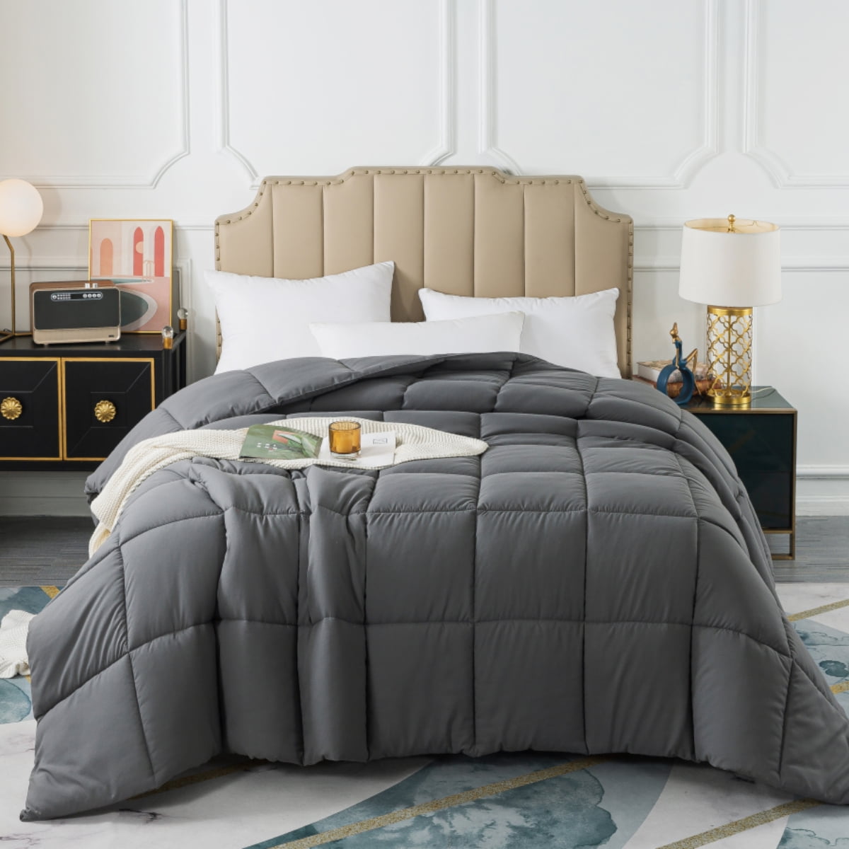 IGI Twin Comforter, Gray | All Season Hotel Down Alternative Duvet Insert, Adult, Unisex, 64x88in