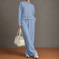 thumbnail image 5 of Cagogo Women's 2 Piece Pants Set Casual Open Front Cardigan Jacket Wide Leg Pants Outfits Loose Comfy Matching Lounge Sets Tracksuits Loungewear Travel Airport Clothes, Sky Blue 2XL, 5 of 6
