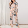 thumbnail image 2 of Pajama Sets for Women 2 Pcs, Cute Cartoon Bear Stars Button Down Long Sleeve Sleepwear Lounge PJ Sets, 2 of 6