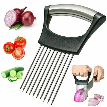 

CoCoCherry Food Slice Assistant - Stainless Steel Onion Holder Slicer Tomato Cutter NonSlip