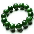 thumbnail image 3 of Anvazise Natural 10mm Dark Green Faux Jade Round Beads Stretchy Bangle Bracelet Gift, 3 of 6