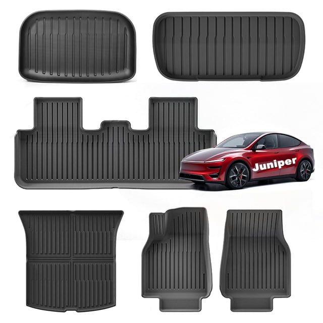 Tesstudio 2025 2026 Tesla Model Y Juniper Floor Mats, Cargo Mats Full Sets, Non-Slip Waterproof & Easy-Clean Durable Upgraded-Len
