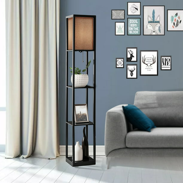 Floor Lamp With 3 Tier Shelves Corner, Corner Floor Lamp With Shelves Uk