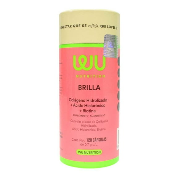Suplemento alimenticio WU Nutrition con Colágeno Hidrolizado con ÁcidoHialurónico con Biotina Cápsulas 120 Cápsulas