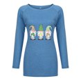 thumbnail image 3 of Pompotops T-Shirt Décontracté à Col Rond Imprimé St. Patrick pour Femmes, Manches Longues, Blouse, 3 of 5