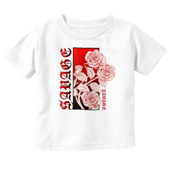 Cool Urban Streetwear Savage Roses Toddler Boy Girl T Shirt Infant Toddler Brisco Brands 6M