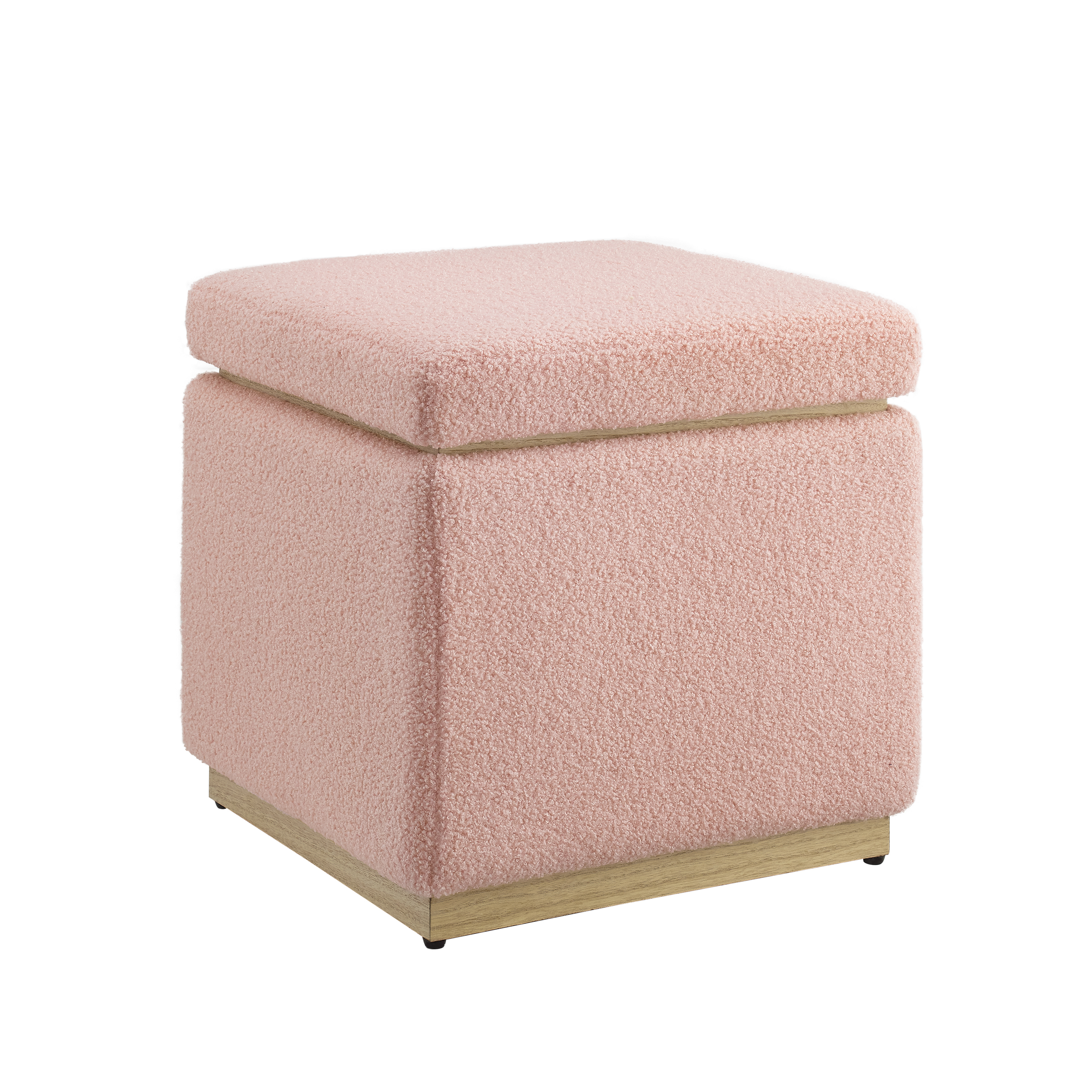 Linon Elta Square Storage Ottoman, Blush Sherpa 