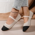 thumbnail image 4 of Xfvqtps Womens Flats Shoes Knit Color Block Slip on Ballet Comfortable Dressy Mary Jane Flat Beige, 4 of 9