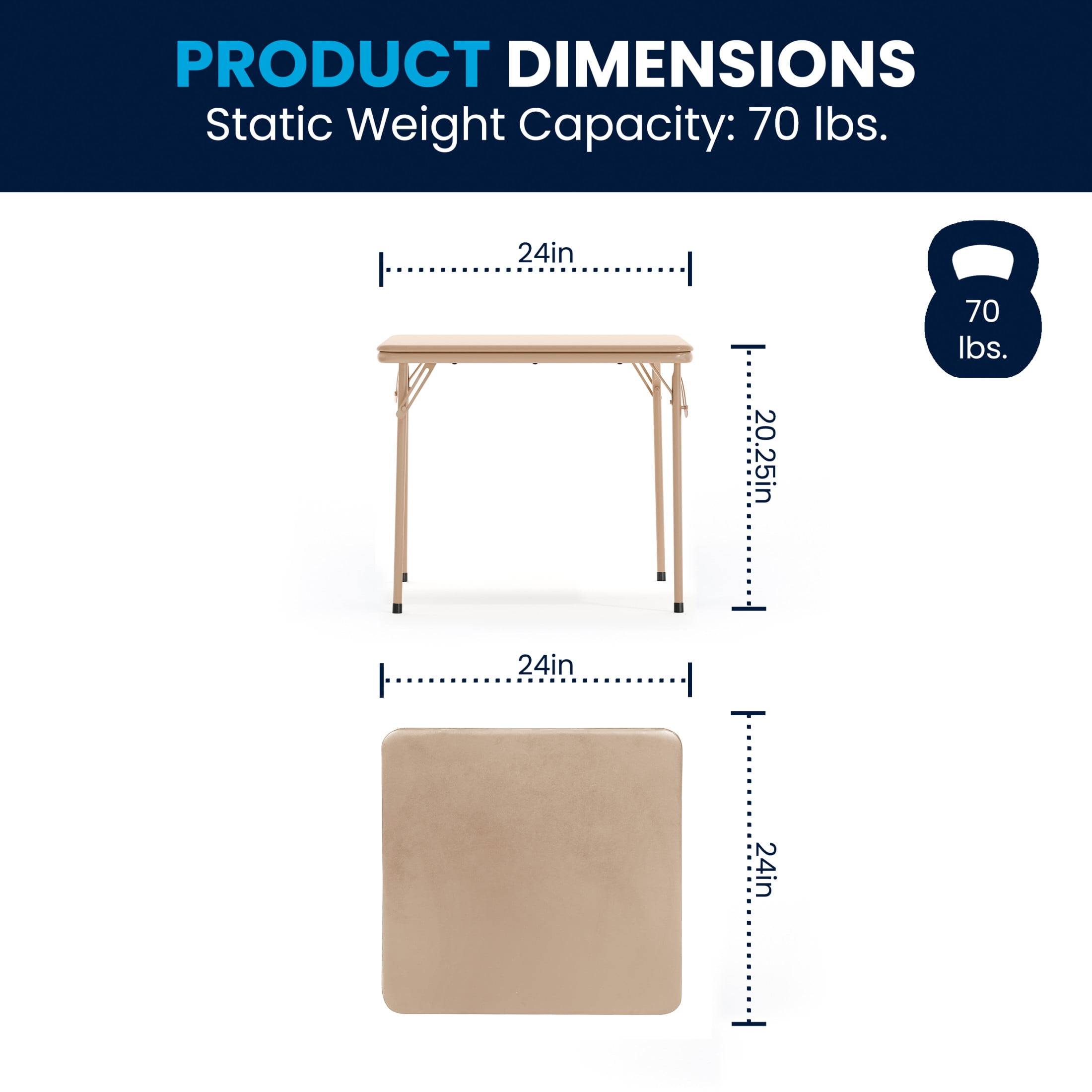 Flash Furniture Mindy Kids 5-Piece Folding Square Activity Table and Chairs Set, Tan