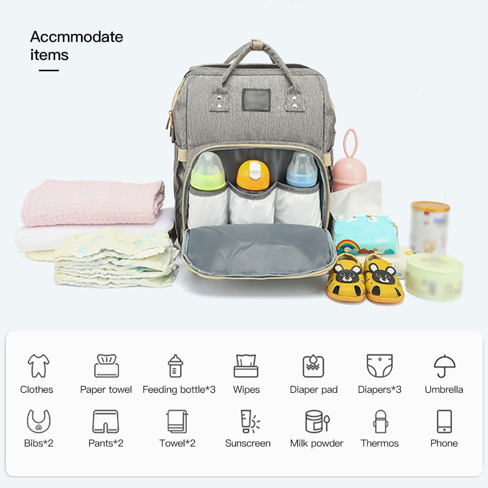 Changing Station Diaper Bags for Boys Girl with Bassinet Bed Mat Pad Dad Mom Travel Waterproof Stroller Straps Large Capacity SYNPOS Baby Diaper Bag Backpack Tie Dye Diaper Backpacks with Foldable Baby Crib 
